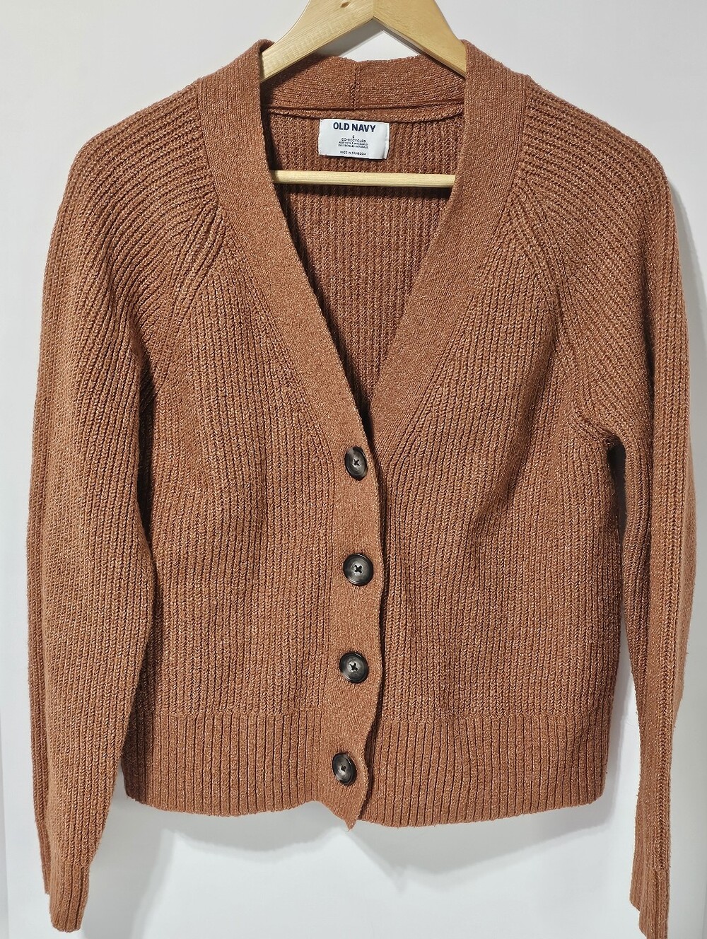 Old Navy Women's Small Rust Orange Button-Up V-Neck Cardigan